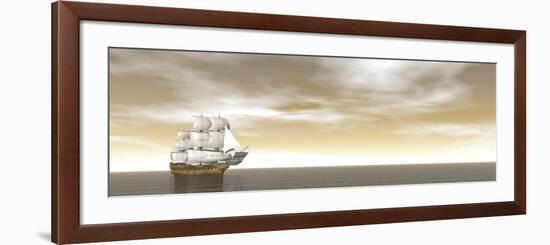 A Beautiful Old Merchant Ship Sailing in the Ocean-null-Framed Art Print