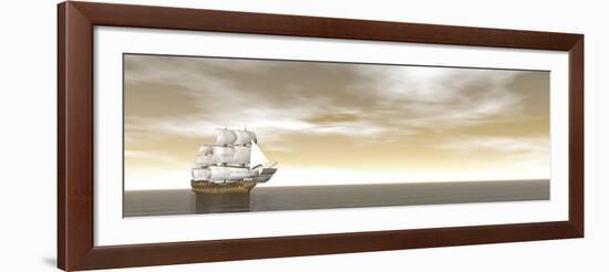 A Beautiful Old Merchant Ship Sailing in the Ocean-null-Framed Art Print