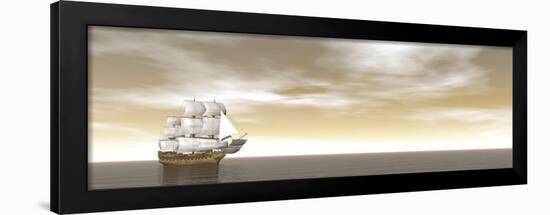 A Beautiful Old Merchant Ship Sailing in the Ocean-null-Framed Art Print