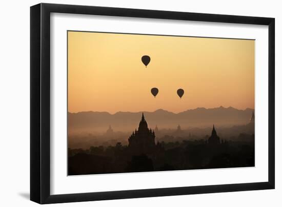 A Beautiful Sunrise over the Buddhist Temples in Bagan-Boaz Rottem-Framed Photographic Print