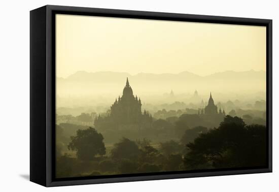 A Beautiful Sunrise over the Buddhist Temples in Bagan-Boaz Rottem-Framed Stretched Canvas