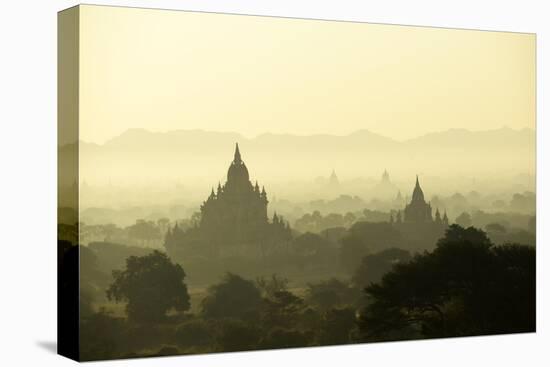 A Beautiful Sunrise over the Buddhist Temples in Bagan-Boaz Rottem-Stretched Canvas