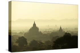 A Beautiful Sunrise over the Buddhist Temples in Bagan-Boaz Rottem-Stretched Canvas