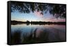 A Beautiful Sunset over Pen Ponds in Richmond Park-Alex Saberi-Framed Stretched Canvas