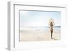 A Beautiful Surfer Girl at the Beach Holding up Her Surfboard-iko-Framed Photographic Print