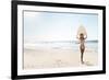 A Beautiful Surfer Girl at the Beach Holding up Her Surfboard-iko-Framed Photographic Print