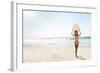 A Beautiful Surfer Girl at the Beach Holding up Her Surfboard-iko-Framed Photographic Print