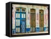 A beautifully aged colourful building in Havana, Cuba-Chris Mouyiaris-Framed Stretched Canvas