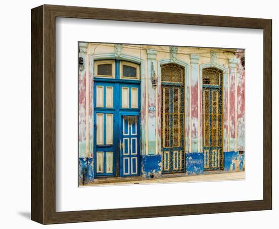 A beautifully aged colourful building in Havana, Cuba-Chris Mouyiaris-Framed Photographic Print