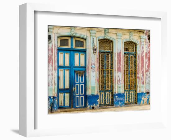 A beautifully aged colourful building in Havana, Cuba-Chris Mouyiaris-Framed Photographic Print