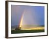 A Beaverslide Haystacker with Full Rainbow in the Big Hole Valley, Jackson, Montana, USA-Chuck Haney-Framed Photographic Print