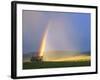 A Beaverslide Haystacker with Full Rainbow in the Big Hole Valley, Jackson, Montana, USA-Chuck Haney-Framed Photographic Print