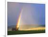 A Beaverslide Haystacker with Full Rainbow in the Big Hole Valley, Jackson, Montana, USA-Chuck Haney-Framed Photographic Print