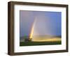 A Beaverslide Haystacker with Full Rainbow in the Big Hole Valley, Jackson, Montana, USA-Chuck Haney-Framed Photographic Print