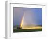 A Beaverslide Haystacker with Full Rainbow in the Big Hole Valley, Jackson, Montana, USA-Chuck Haney-Framed Photographic Print