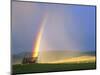 A Beaverslide Haystacker with Full Rainbow in the Big Hole Valley, Jackson, Montana, USA-Chuck Haney-Mounted Photographic Print