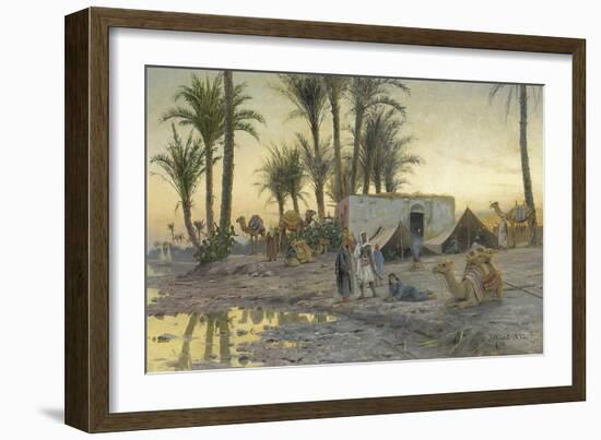 A Bedouin Camp at Gerzereh after Sunset, 1893-Peder Moensted-Framed Giclee Print