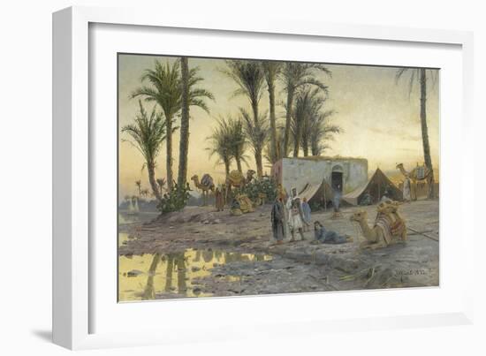 A Bedouin Camp at Gerzereh after Sunset, 1893-Peder Moensted-Framed Giclee Print