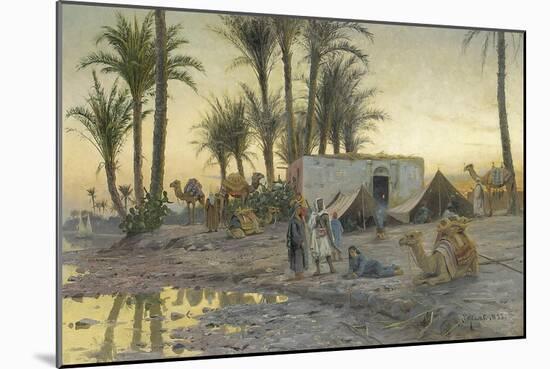 A Bedouin Camp at Gerzereh after Sunset, 1893-Peder Moensted-Mounted Giclee Print