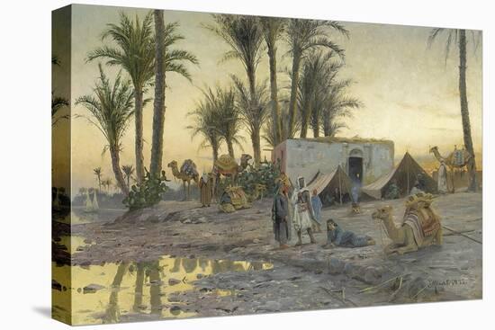 A Bedouin Camp at Gerzereh after Sunset, 1893-Peder Moensted-Stretched Canvas