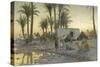A Bedouin Camp at Gerzereh after Sunset, 1893-Peder Moensted-Stretched Canvas
