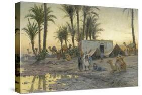 A Bedouin Camp at Gerzereh after Sunset, 1893-Peder Moensted-Stretched Canvas