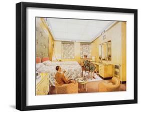 A Bedroom Aboard Rms 'Caronia', C.1950-null-Framed Giclee Print