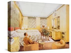 A Bedroom Aboard Rms 'Caronia', C.1950-null-Stretched Canvas