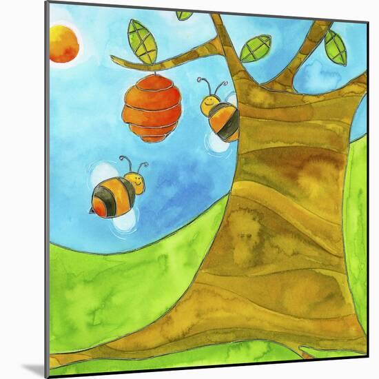 A Beehive Hanging from a Tree-null-Mounted Giclee Print