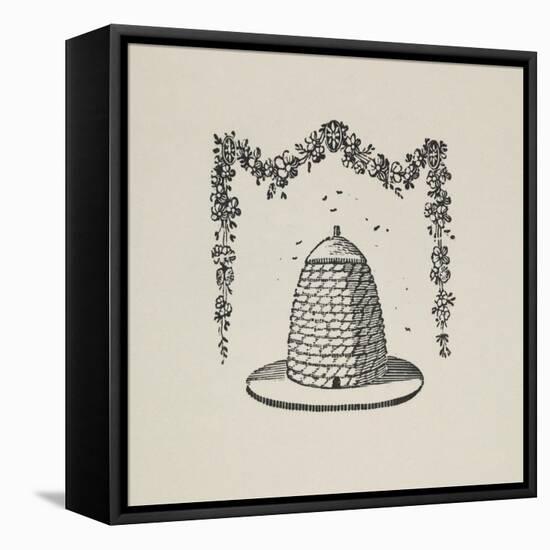 A Beehive With Floral Garland-Thomas Bewick-Framed Stretched Canvas