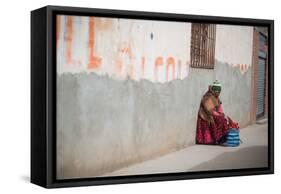 A Beggar Sits in the Street in Copacabana-Alex Saberi-Framed Stretched Canvas