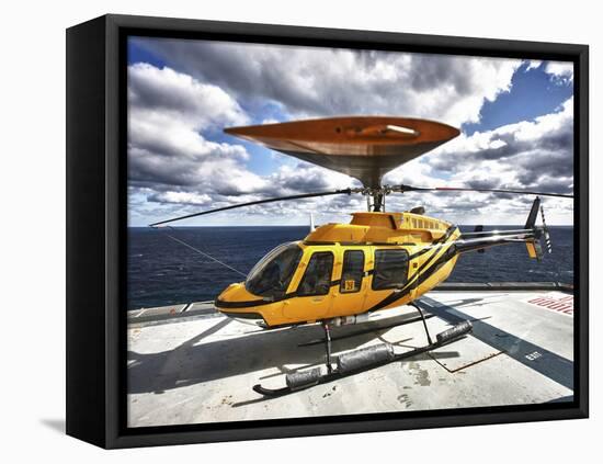 A Bell 407 Utility Helicopter On the Helipad of An Oil Rig-Stocktrek Images-Framed Stretched Canvas