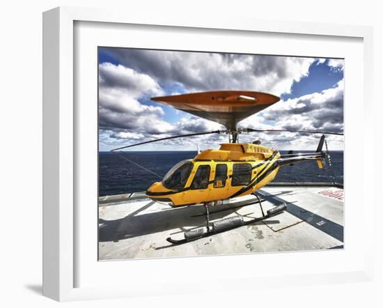 A Bell 407 Utility Helicopter On the Helipad of An Oil Rig-Stocktrek Images-Framed Photographic Print