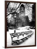 A Bench and Lamppost Snow in Central Park-Philippe Hugonnard-Framed Photographic Print