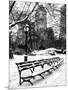 A Bench and Lamppost Snow in Central Park-Philippe Hugonnard-Mounted Photographic Print