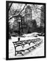 A Bench and Lamppost Snow in Central Park-Philippe Hugonnard-Framed Photographic Print