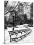 A Bench and Lamppost Snow in Central Park-Philippe Hugonnard-Stretched Canvas