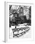 A Bench and Lamppost Snow in Central Park-Philippe Hugonnard-Framed Premium Photographic Print