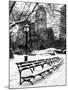 A Bench and Lamppost Snow in Central Park-Philippe Hugonnard-Mounted Premium Photographic Print