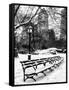 A Bench and Lamppost Snow in Central Park-Philippe Hugonnard-Framed Stretched Canvas