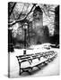 A Bench and Lamppost Snow in Central Park-Philippe Hugonnard-Stretched Canvas