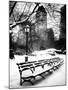 A Bench and Lamppost Snow in Central Park-Philippe Hugonnard-Mounted Art Print