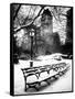 A Bench and Lamppost Snow in Central Park-Philippe Hugonnard-Framed Stretched Canvas