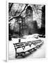 A Bench and Lamppost Snow in Central Park-Philippe Hugonnard-Framed Art Print