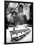 A Bench and Lamppost Snow in Central Park-Philippe Hugonnard-Framed Art Print