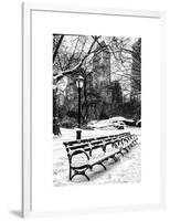 A Bench and Lamppost Snow in Central Park-Philippe Hugonnard-Framed Art Print