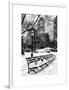 A Bench and Lamppost Snow in Central Park-Philippe Hugonnard-Framed Art Print