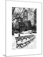 A Bench and Lamppost Snow in Central Park-Philippe Hugonnard-Mounted Art Print