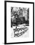 A Bench and Lamppost Snow in Central Park-Philippe Hugonnard-Framed Art Print