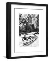 A Bench and Lamppost Snow in Central Park-Philippe Hugonnard-Framed Art Print